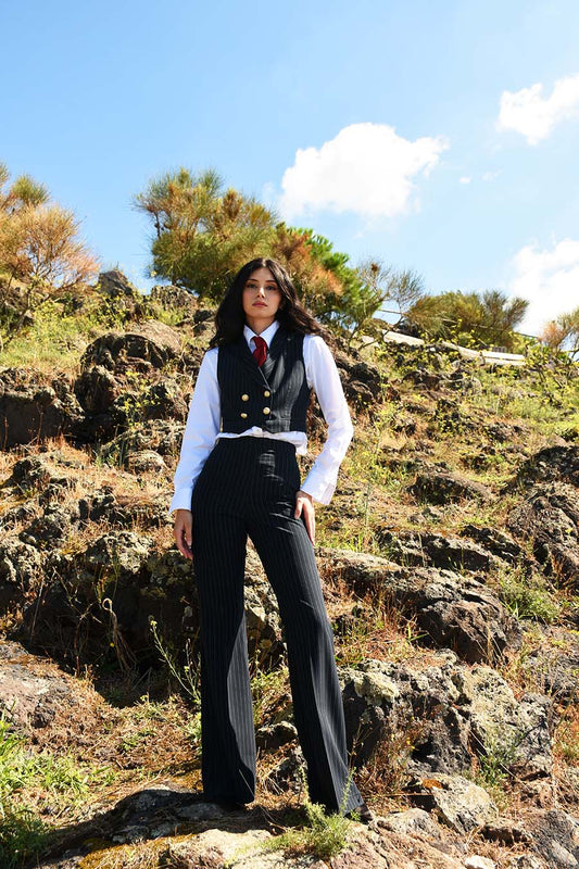 Tailleur Unica 3 pezzi colorazione Gessato Blu