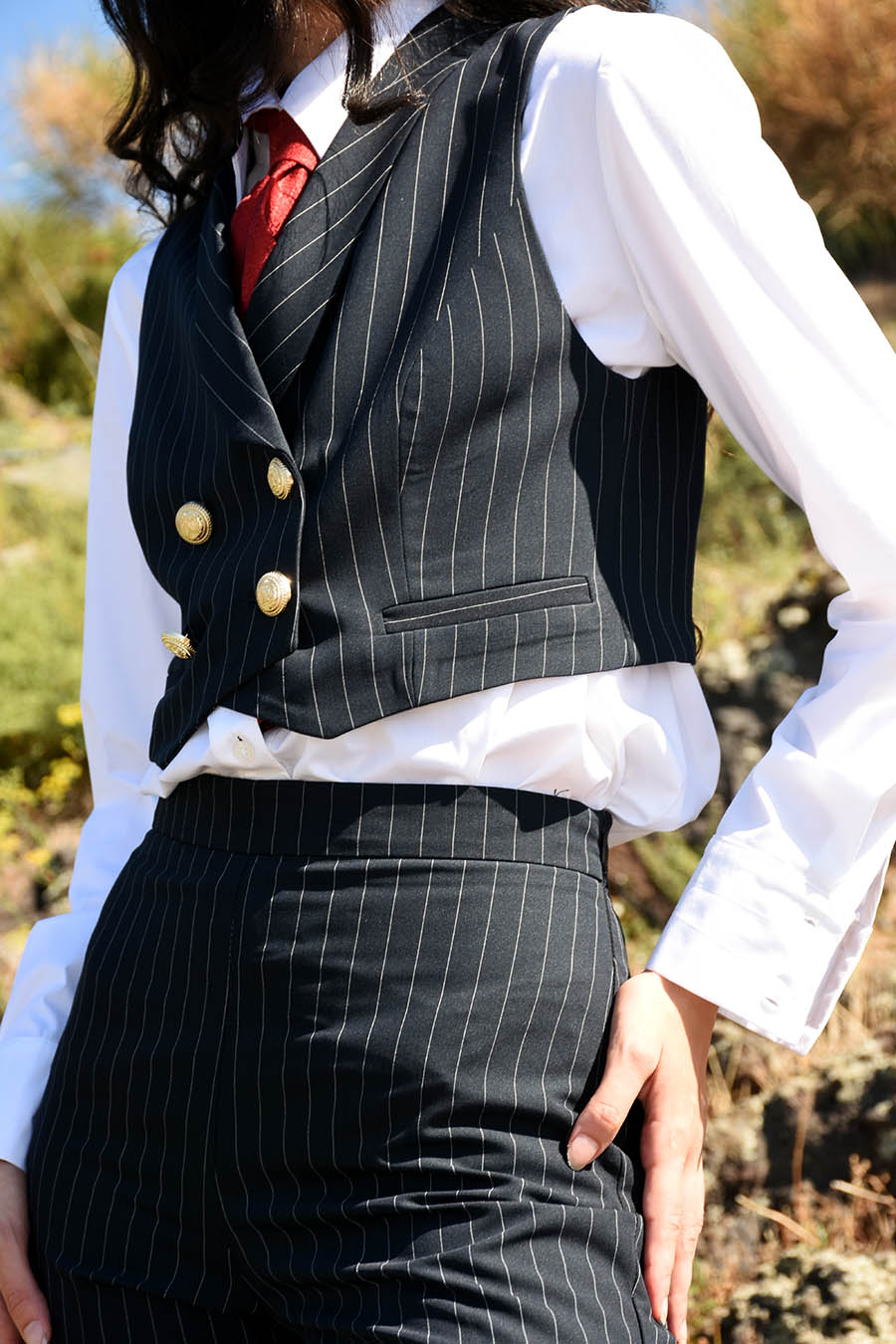 Tailleur Unica 3 pezzi colorazione Gessato Blu