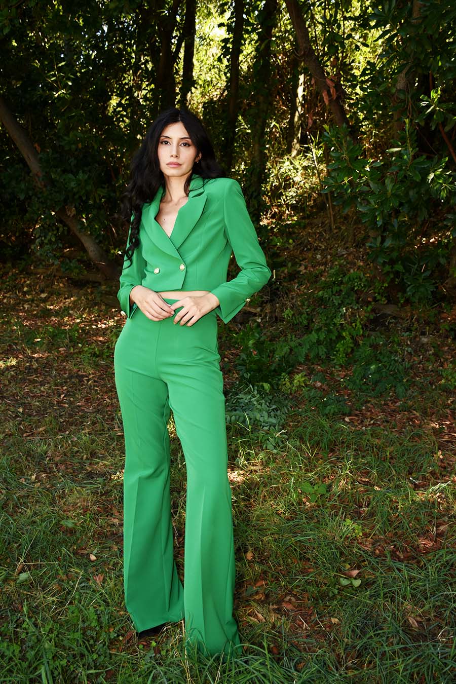 Tailleur Unica 2 pezzi colorazione Verde Cropped