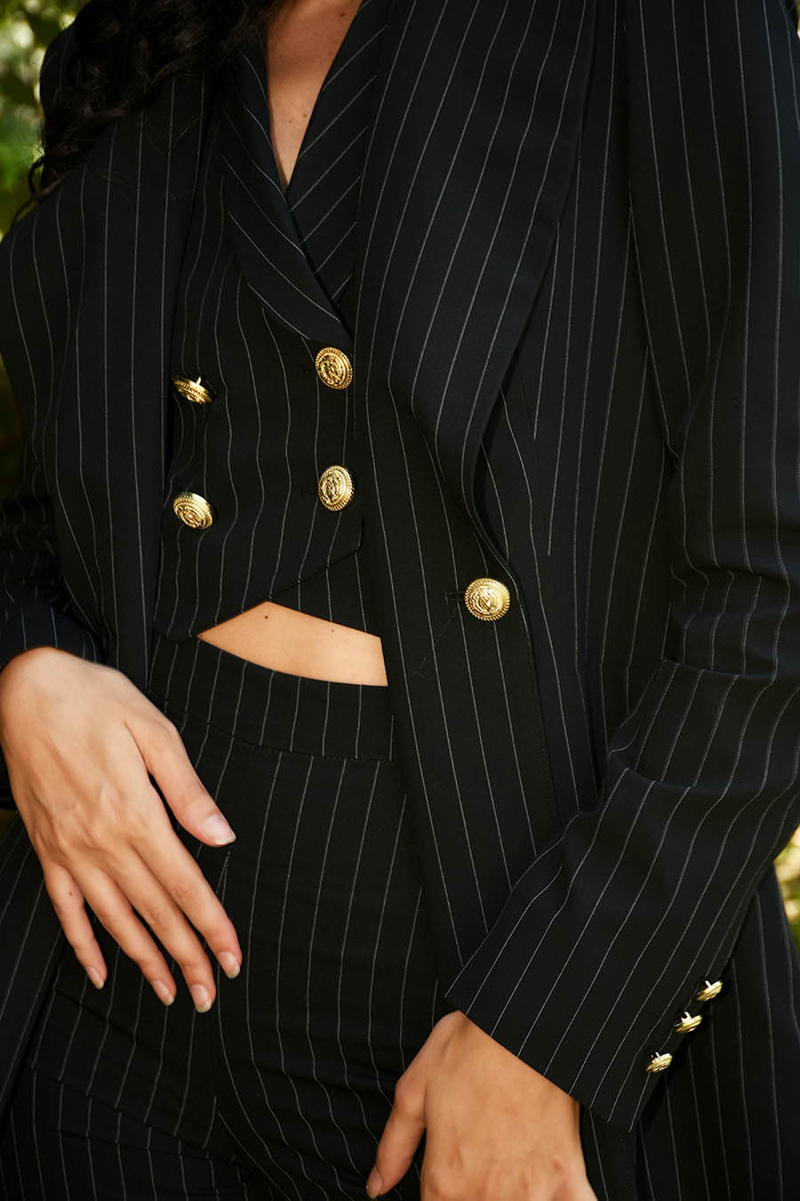 Tailleur Unica 3 pezzi colorazione Gessato Nero