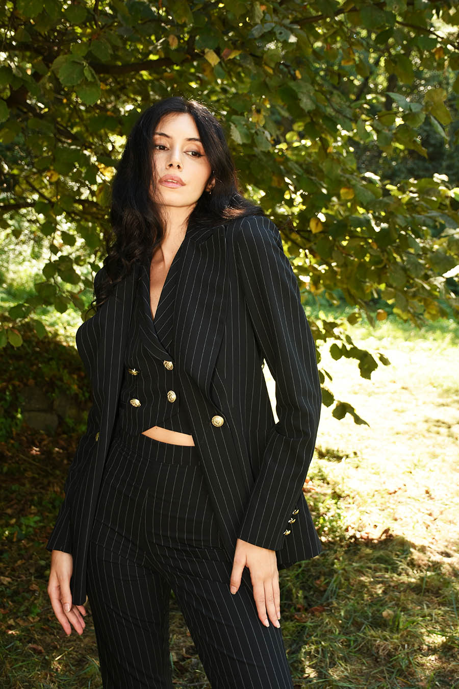 Tailleur Unica 3 pezzi colorazione Gessato Nero
