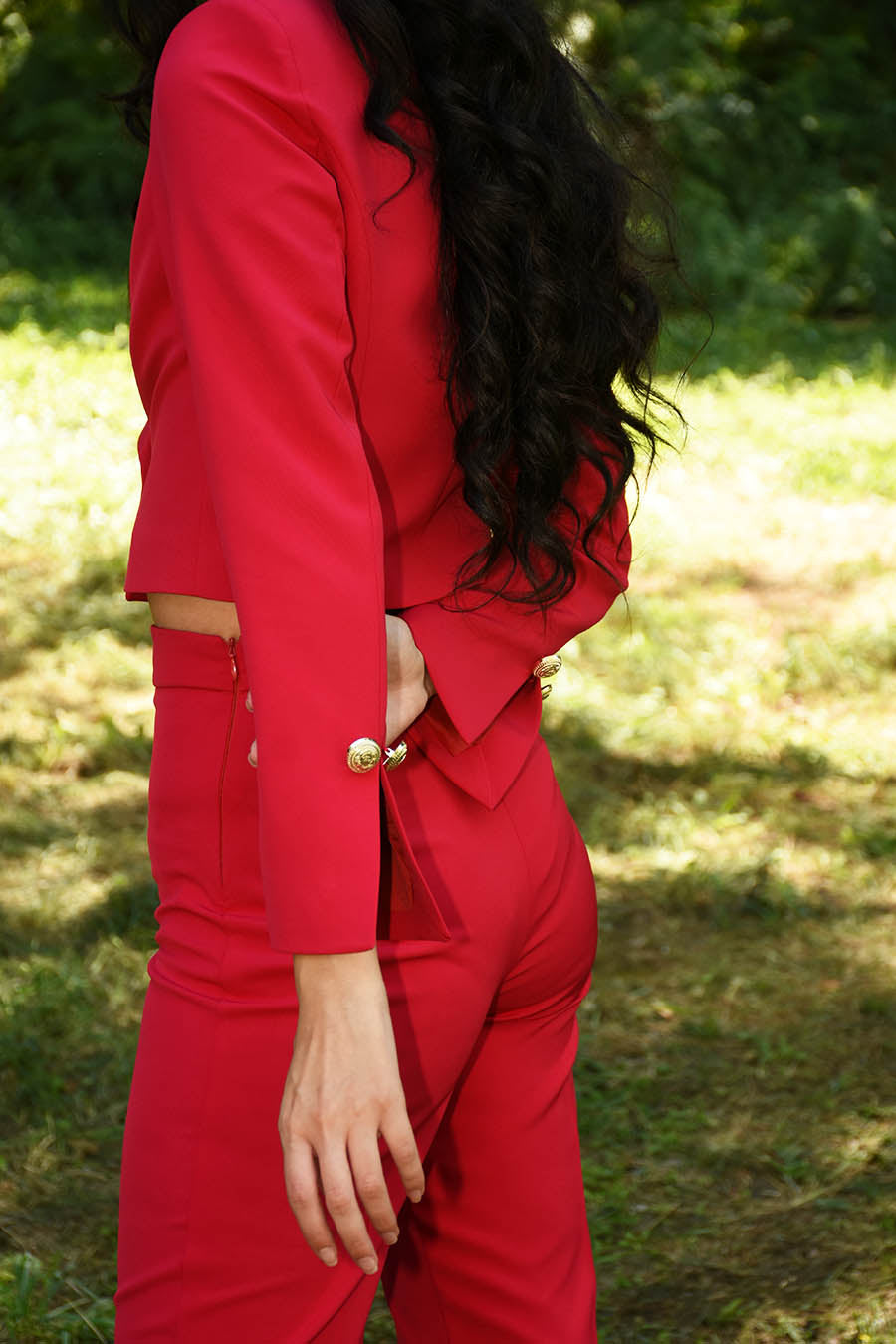 Tailleur Unica 2 pezzi colorazione Rosso Cropped