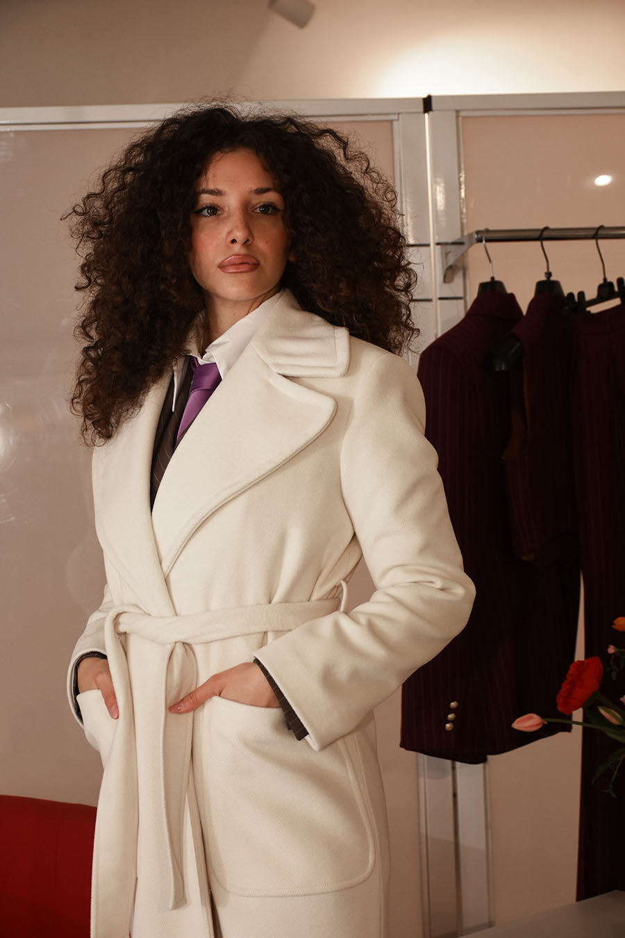 Cappotto lungo modello Raffinata colorazione Bianco