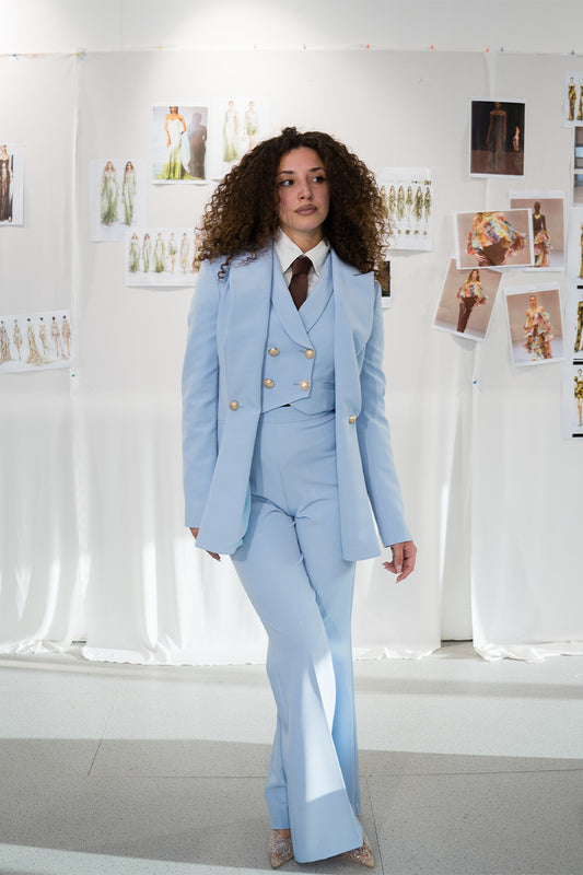 Tailleur Unica 3 pezzi colorazione Celeste polvere