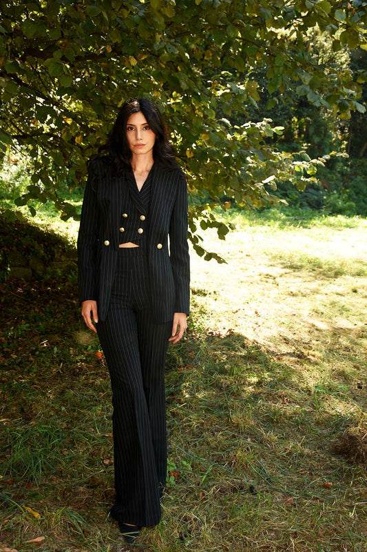Tailleur Unica 3 pezzi colorazione Gessato Nero