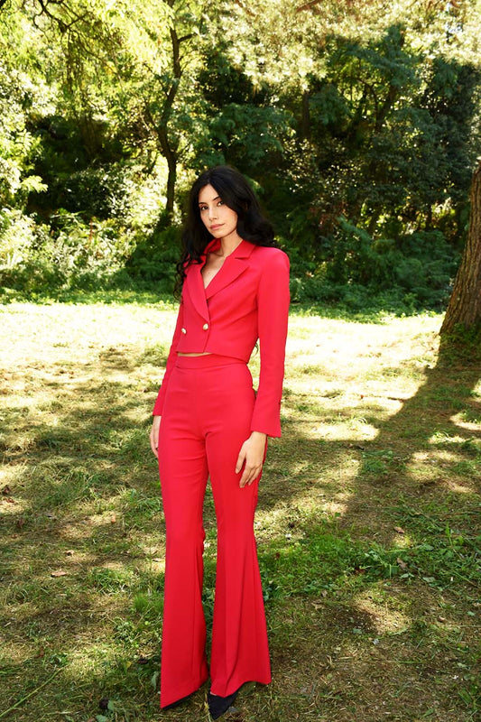 Tailleur Unica 2 pezzi colorazione Rosso Cropped