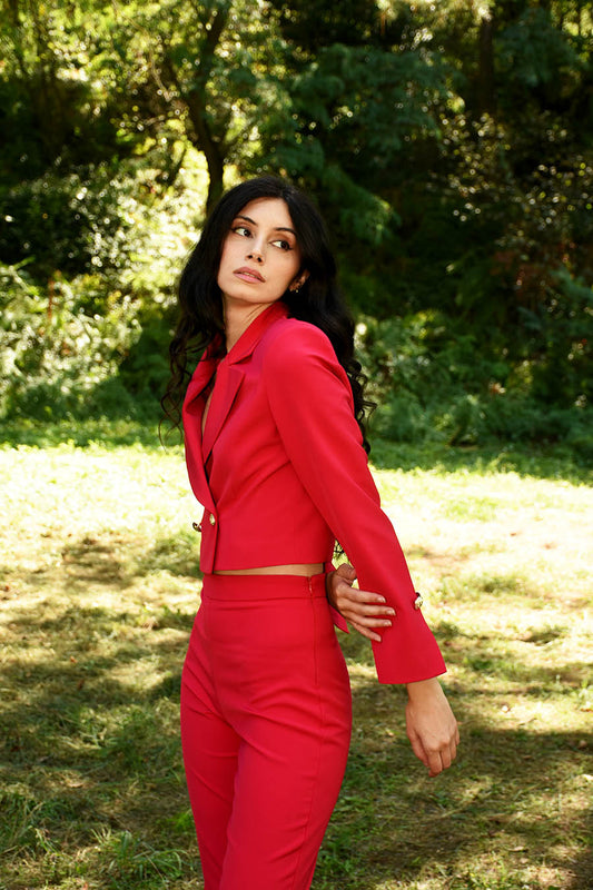 Tailleur Unica 2 pezzi colorazione Rosso Cropped