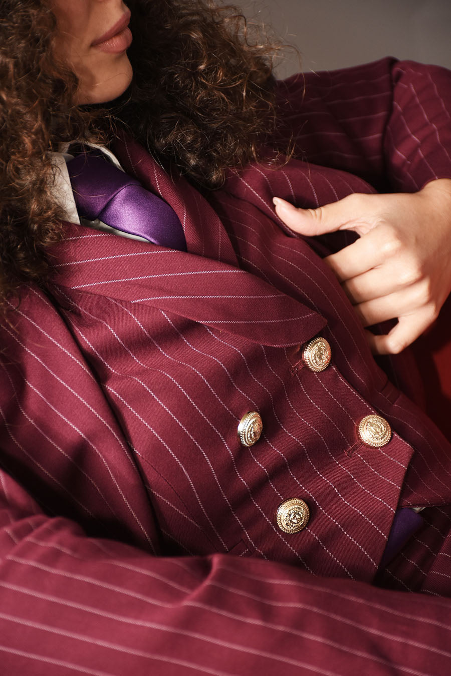 Tailleur Unica 3 pezzi colorazione  Gessato Bordeaux