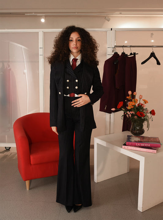 Tailleur Unica 3 pezzi colorazione Gessato Blu